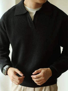 Herren Pullover mit umgeschlagenem Kragen