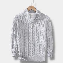 Herren Halbzip Pullover – Jacquard Strick Winterstil