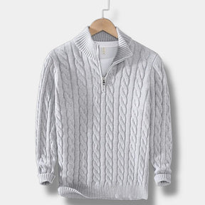 Herren Halbzip Pullover – Jacquard Strick Winterstil