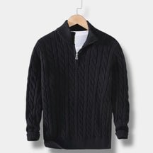 Herren Halbzip Pullover – Jacquard Strick Winterstil