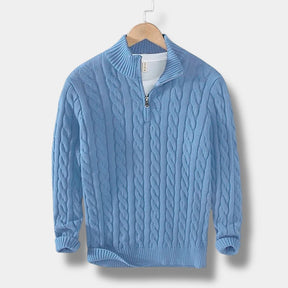 Herren Halbzip Pullover – Jacquard Strick Winterstil