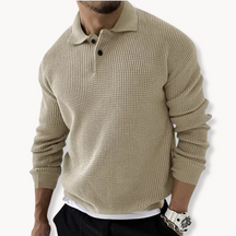 Herren Strick-Waffelpolo-Pullover