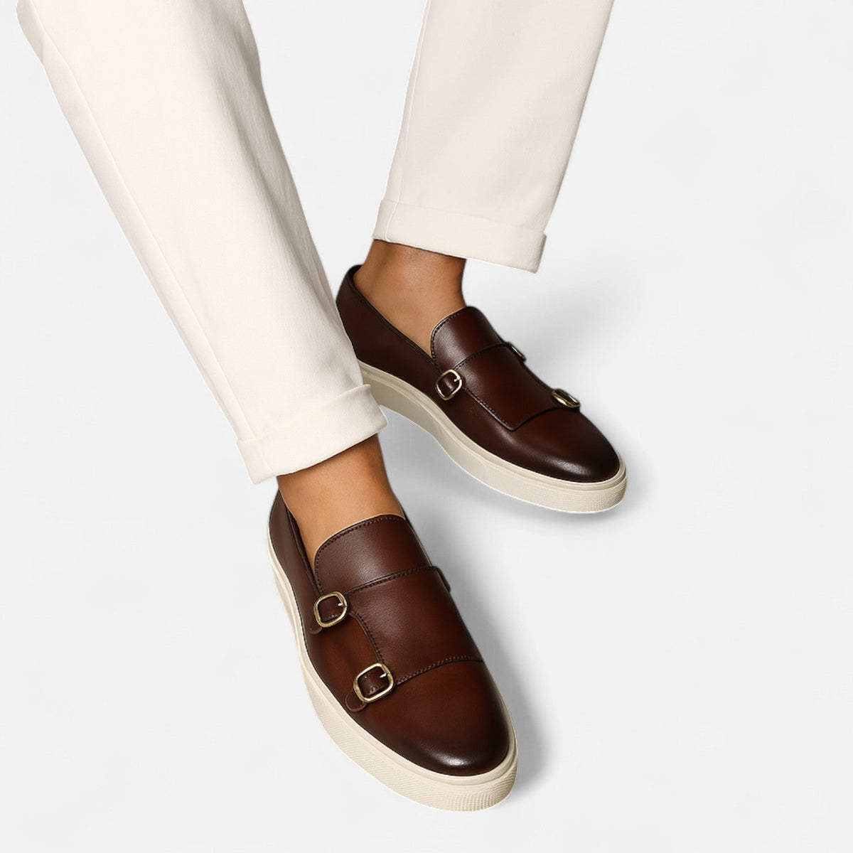 Herren Leder Schnallen Slipper