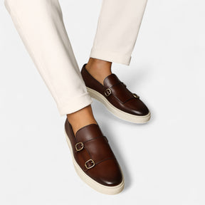 Herren Leder Schnallen Slipper