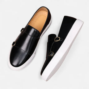 Herren Leder Schnallen Slipper