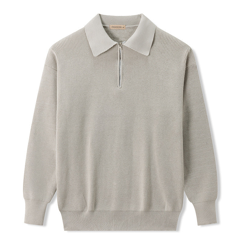 Herren Polo Pullover mit Reißverschluss - Weiches Strickmode-Oberteil