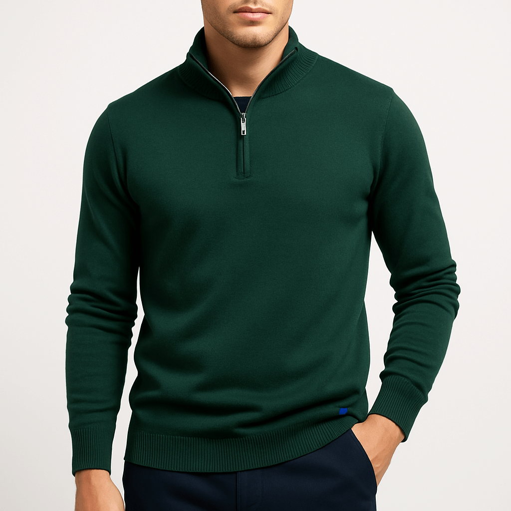Herren Quarter-Zip Pullover - Figurbetontes Strickdesign