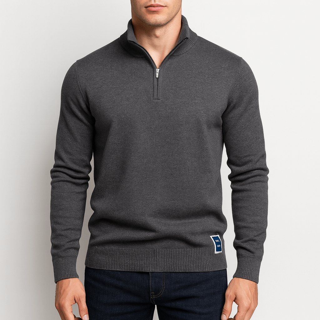 Herren Quarter-Zip Pullover - Figurbetontes Strickdesign