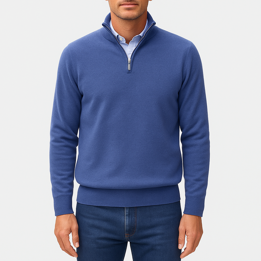 Herren Viertelzip-Pullover - Leichter Strickoberteil