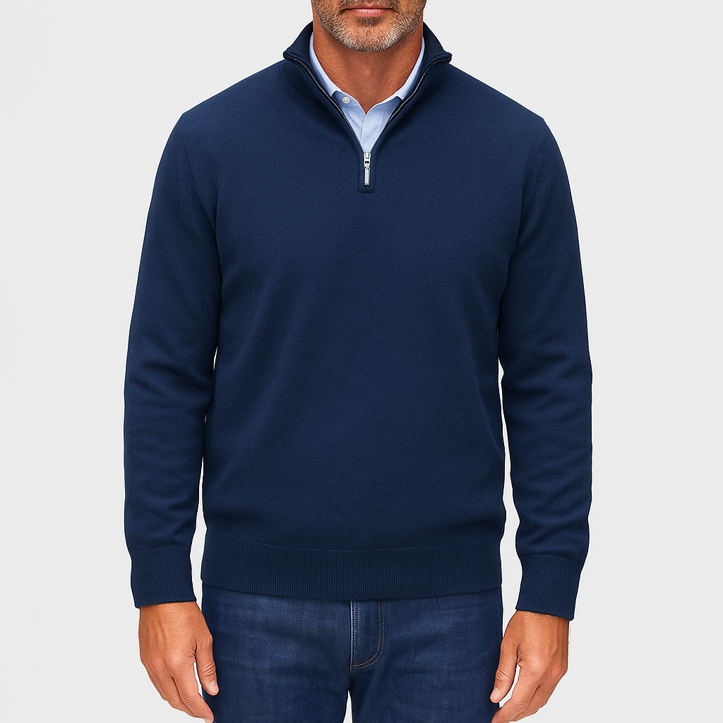 Herren Viertelzip-Pullover - Leichter Strickoberteil