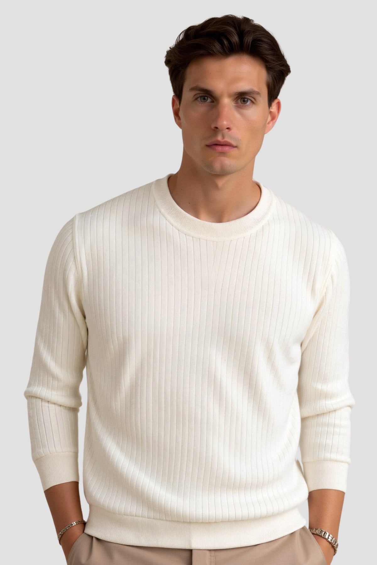 Herren Rippstrick Langarmpullover