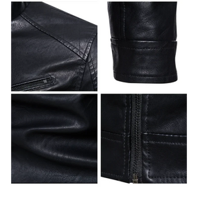 Milo Herren Bikerjacke | PU Leder mit Fleece-Innenausstattung, Lässig