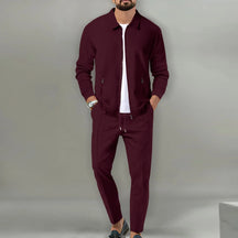 Milo Herren Set | 100% Baumwolle, Lässiger Zip-Up Mantel und Hose für Herbst