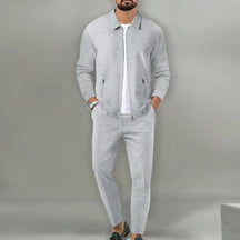 Milo Herren Set | 100% Baumwolle, Lässiger Zip-Up Mantel und Hose für Herbst