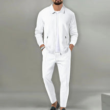 Milo Herren Set | 100% Baumwolle, Lässiger Zip-Up Mantel und Hose für Herbst