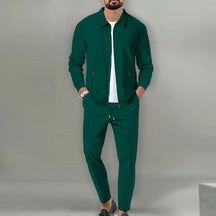Milo Herren Set | 100% Baumwolle, Lässiger Zip-Up Mantel und Hose für Herbst