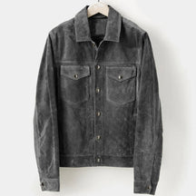 Sam Herren Jacke | Slim Fit Faux Wildleder, Elegant