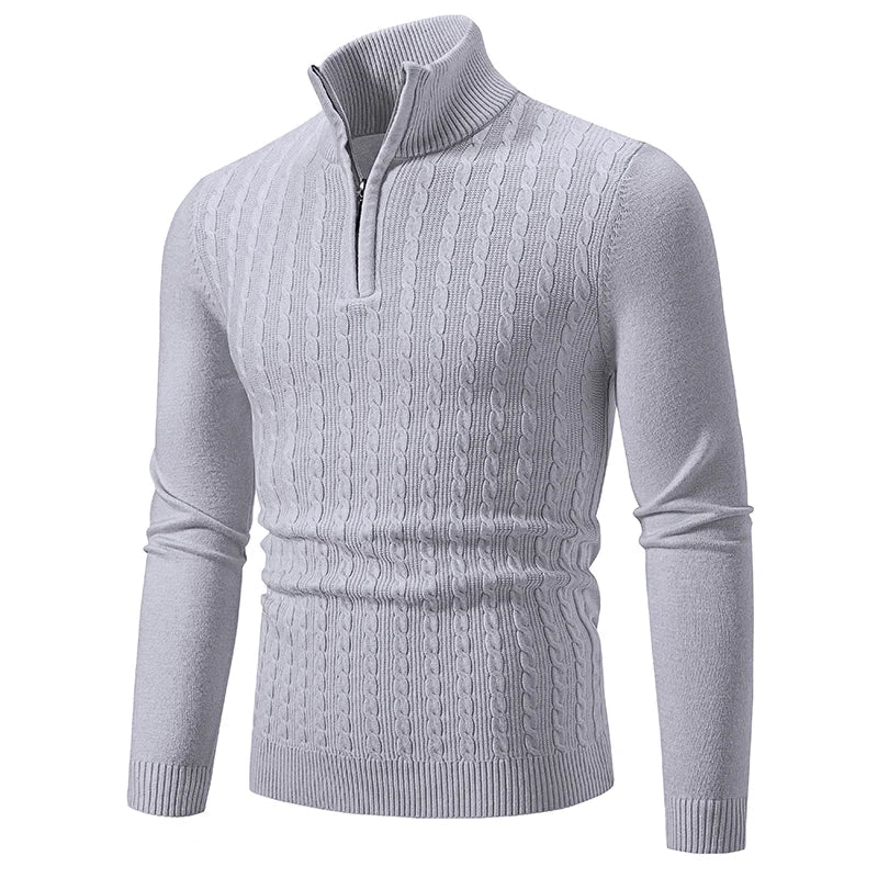 ByCastello | Kabelstrick Halb-Zip Pullover