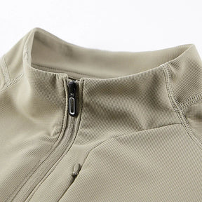 Schnell Trocknendes Herren Poloshirt Langarm | Halber Reißverschluss