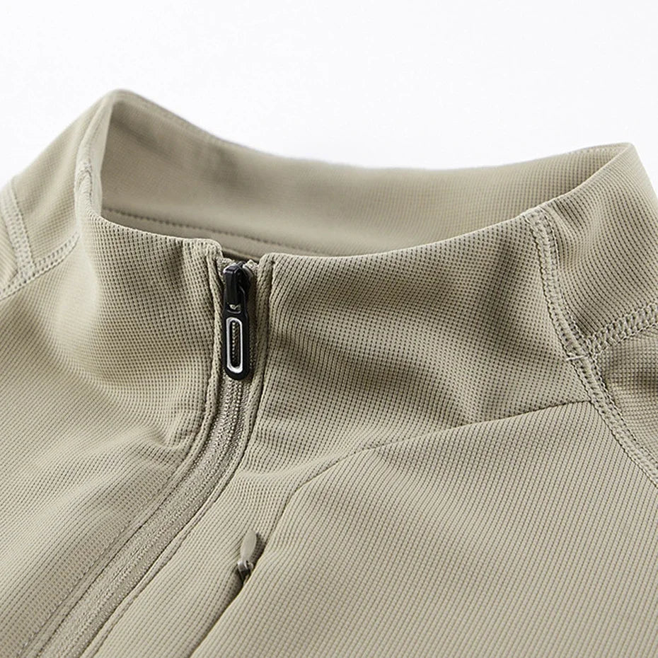 Schnell Trocknendes Herren Poloshirt Langarm | Halber Reißverschluss