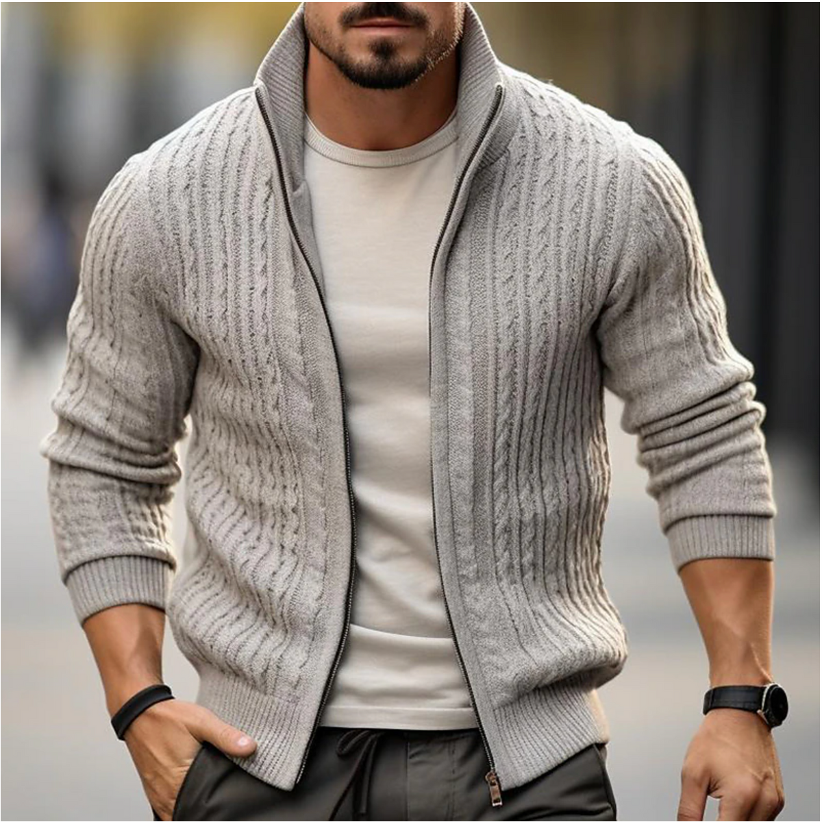 Dirk | Stilvolle Strickjacke mit Reißverschluss