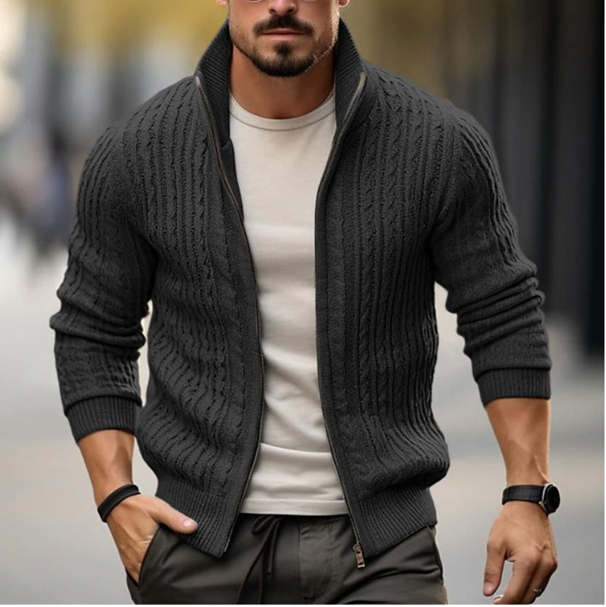 Dirk | Stilvolle Strickjacke mit Reißverschluss