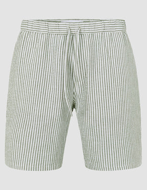 Seersucker Shorts Green Stripes