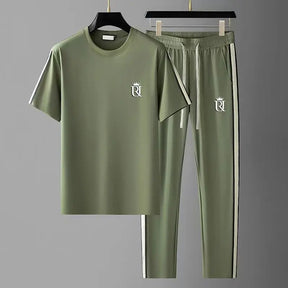 Sumo Herren Sportanzug | Kurzarm T-Shirt & Streifenhose aus Baumwolle