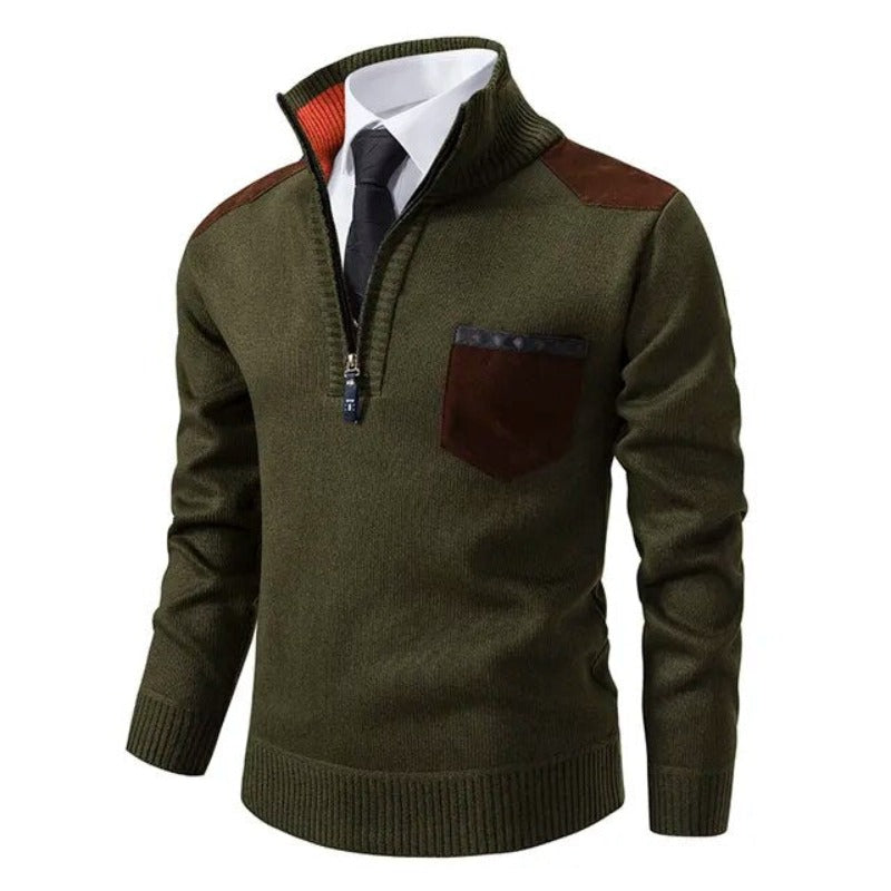 Herren Pullover mit Kragen und Tasche