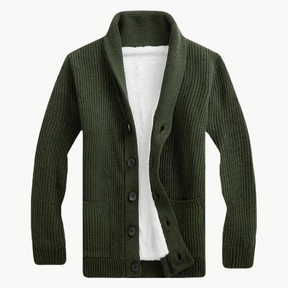 Herren Fleece Schalkragen Cardigan Pullover