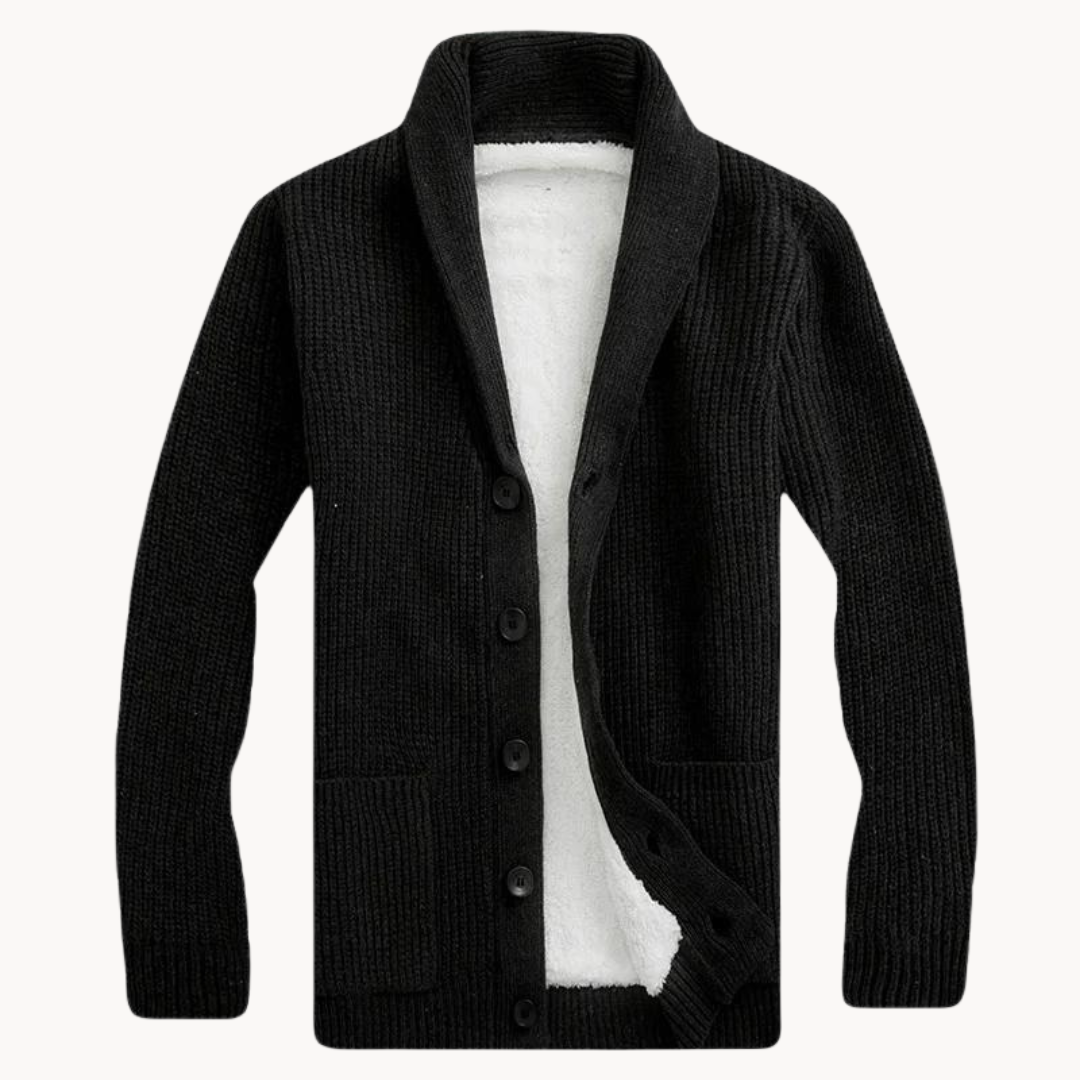 Herren Fleece Schalkragen Cardigan Pullover