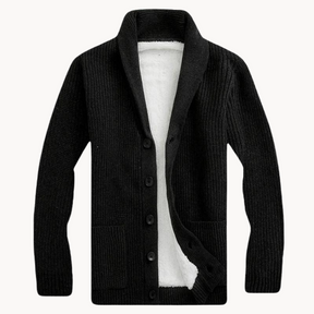 Herren Fleece Schalkragen Cardigan Pullover