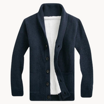 Herren Fleece Schalkragen Cardigan Pullover