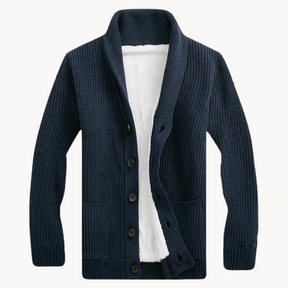 Herren Fleece Schalkragen Cardigan Pullover
