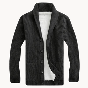 Herren Fleece Schalkragen Cardigan Pullover