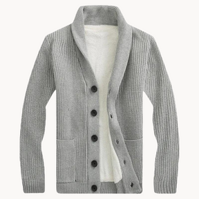Herren Fleece Schalkragen Cardigan Pullover