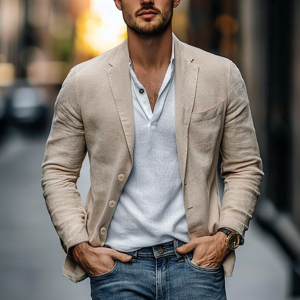 Herren Leinen Blazer – Leichte Smart-Casual Jacke