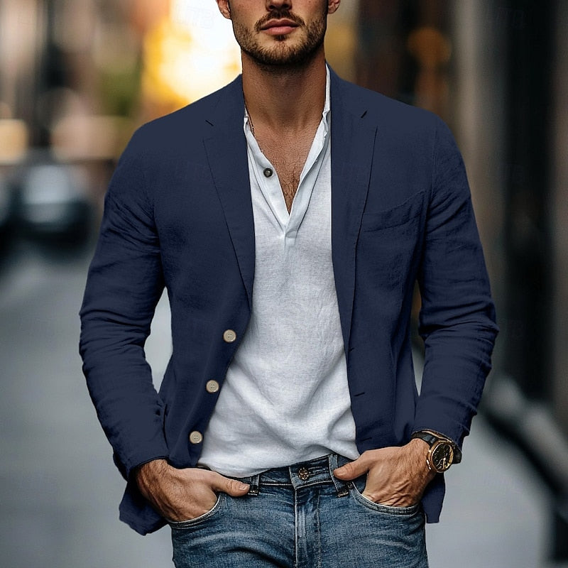 Herren Leinen Blazer – Leichte Smart-Casual Jacke
