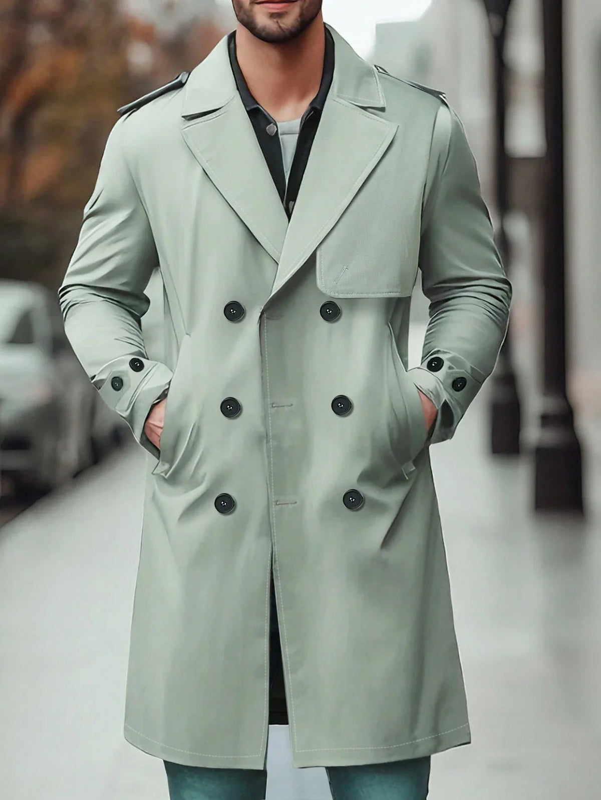 Herren Woll-Trenchcoat